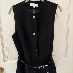 Black Sleeveless Vest with Gold Button Accents